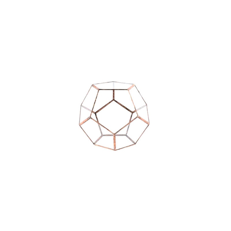 Terariu geometric sticla dodecaedru 16x20x20cm cupru