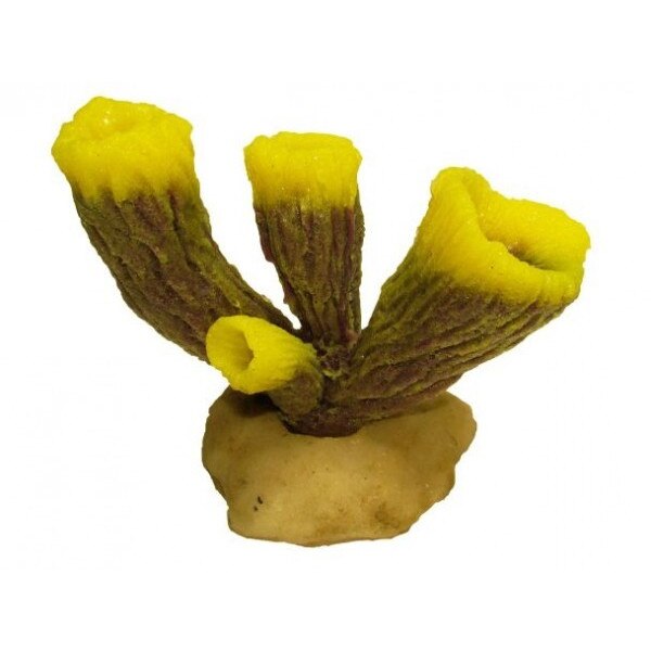 Decor acvariu coral tubular galben