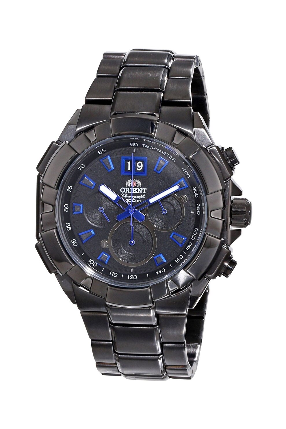 ORIENT, Ceas cronograf cu bratara metalica, Negru