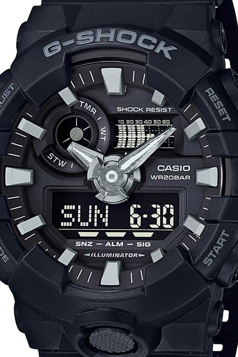 Casio, Часовник с хронограф и аналогов и електронен циферблат, Черен