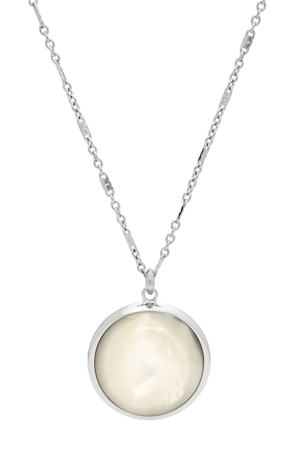 Fossil, Colier cu pandantiv rotund, Argintiu
