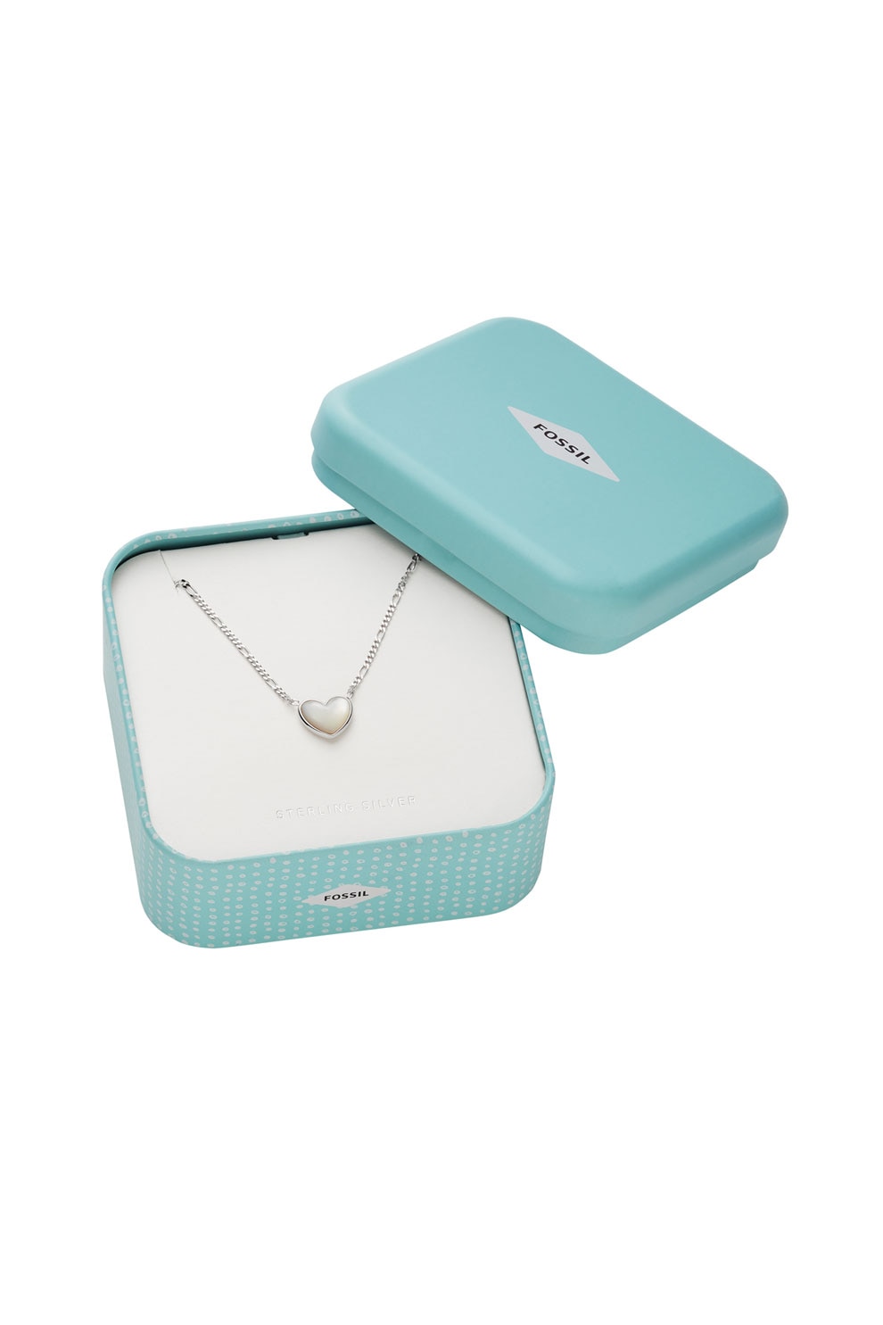 Fossil, Colier cu pandantiv in forma de inima, Argintiu