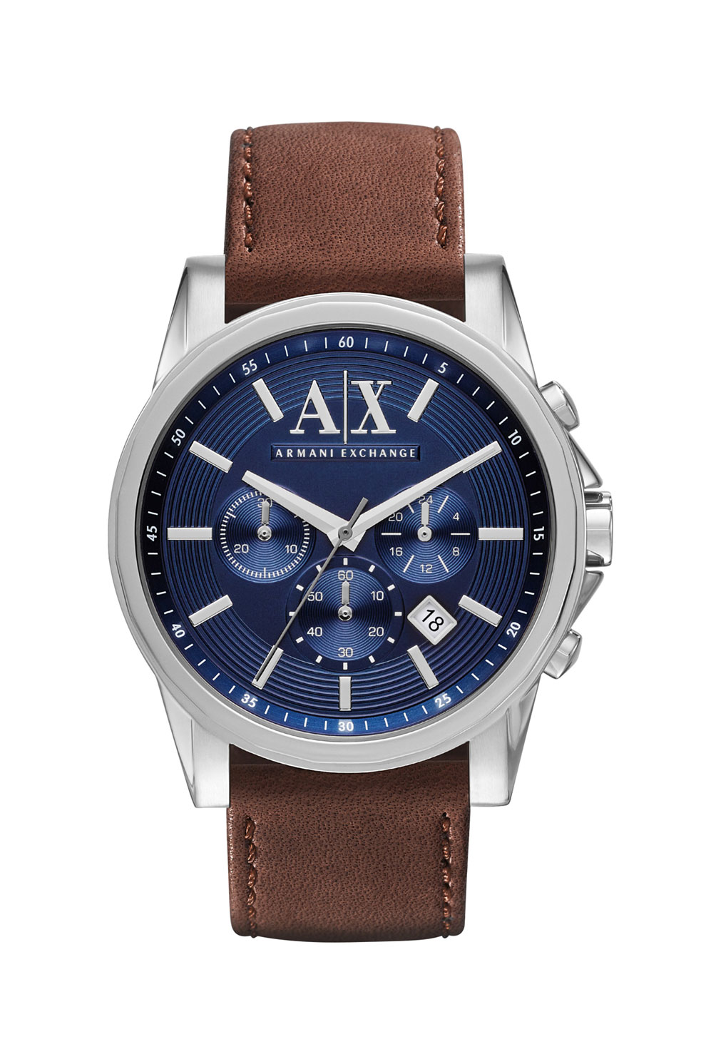 ARMANI EXCHANGE, Ceas cronograf cu o curea de piele, Maro