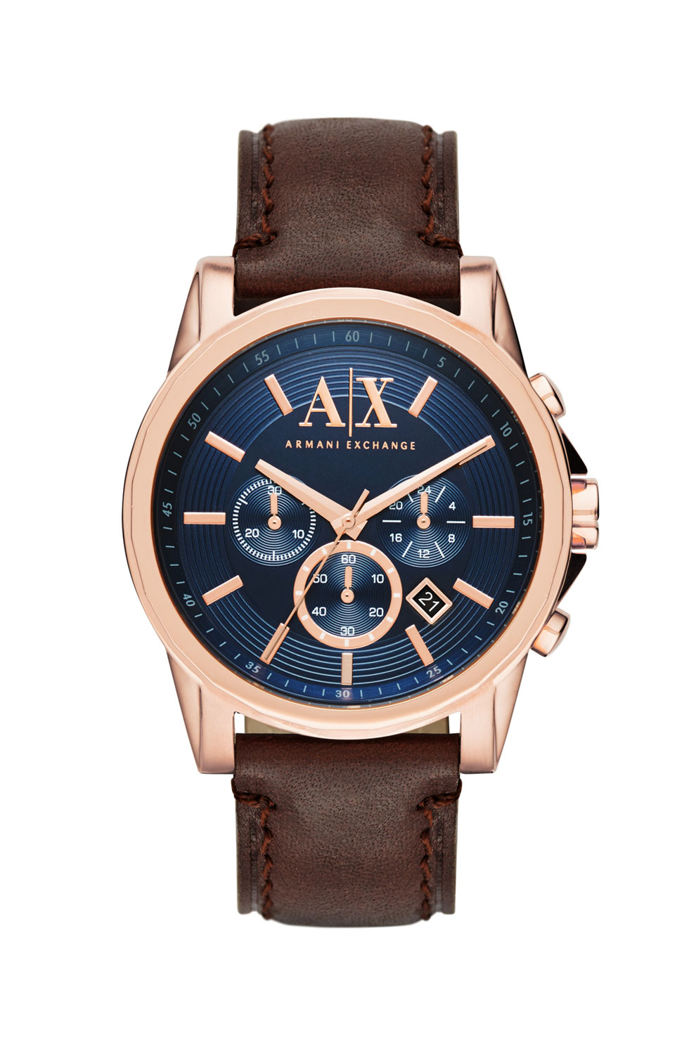 ARMANI EXCHANGE, Ceas cronograf cu o curea de piele, Maro