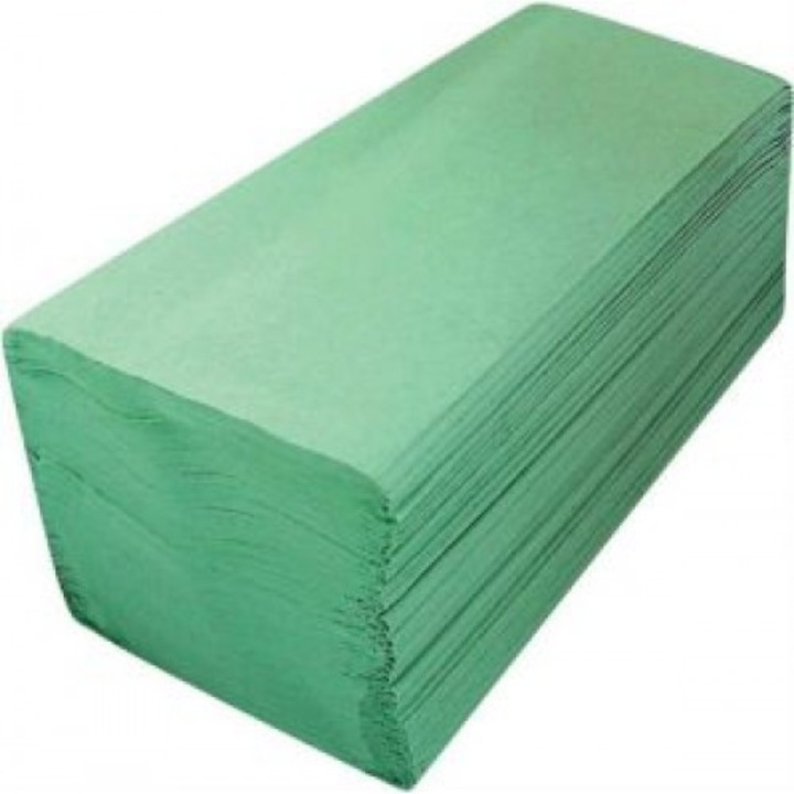 Prosoape pliate V fold verzi 25mm x 23mm, 1 strat, 250 buc./pachet,20 pachete