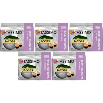 Set 5 x Capsule cafea, Jacobs Tassimo Espresso Ristretto, 120 bauturi x 50 ml, 120 capsule Set 5 x Capsule cafea, Jacobs Tassimo Espresso Ristretto, 120 bauturi x 50 ml, 120 capsule