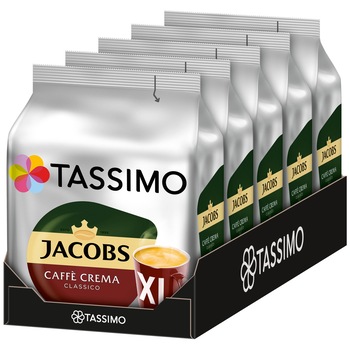 Set 5 x Capsule cafea, Jacobs Tassimo Café Crema XL, 80 bauturi x 215 ml, 80 capsule Set 5 x Capsule cafea, Jacobs Tassimo Café Crema XL, 80 bauturi x 215 ml, 80 capsule