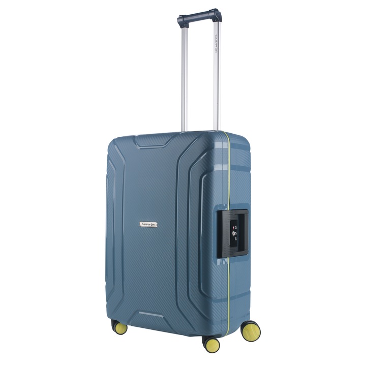 Troler Mediu, CarryOn, STEWARD, Polipropilena, inchidere cu clapeta, marime M, Albastru