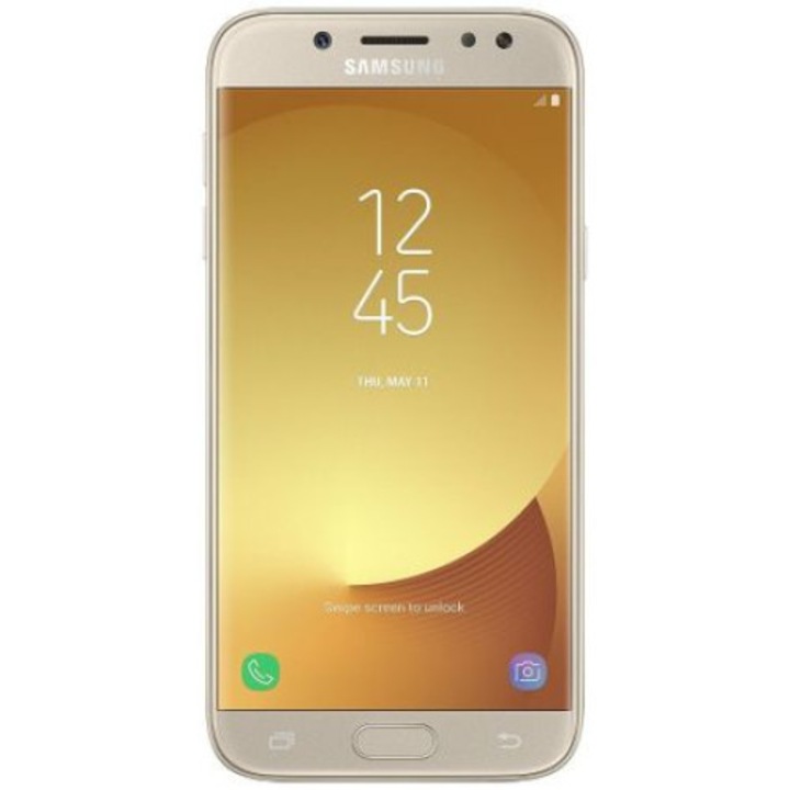 Смартфон Samsung Galaxy J5 Dual Sim (2017), 16GB, Gold + Закалено стъкло 5D Full Glass