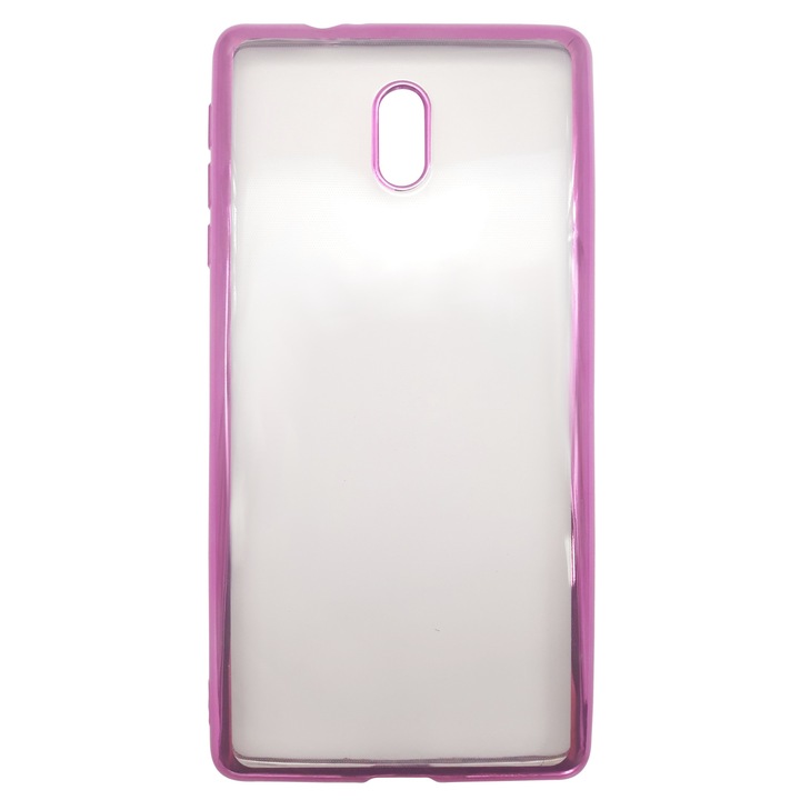 Husa silicon slim transparenta cu margini electroplacate roz pentru Nokia 3 2017