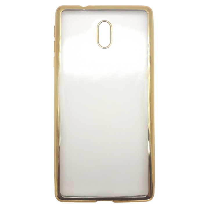 Husa silicon slim transparenta cu margini electroplacate aurii pentru Nokia 3 2017