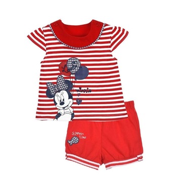 Compleu bebe de vara Disney Minnie Mouse, Alb/Rosu, 71 CM Compleu bebe de vara Disney Minnie Mouse, Alb/Rosu, 71 CM