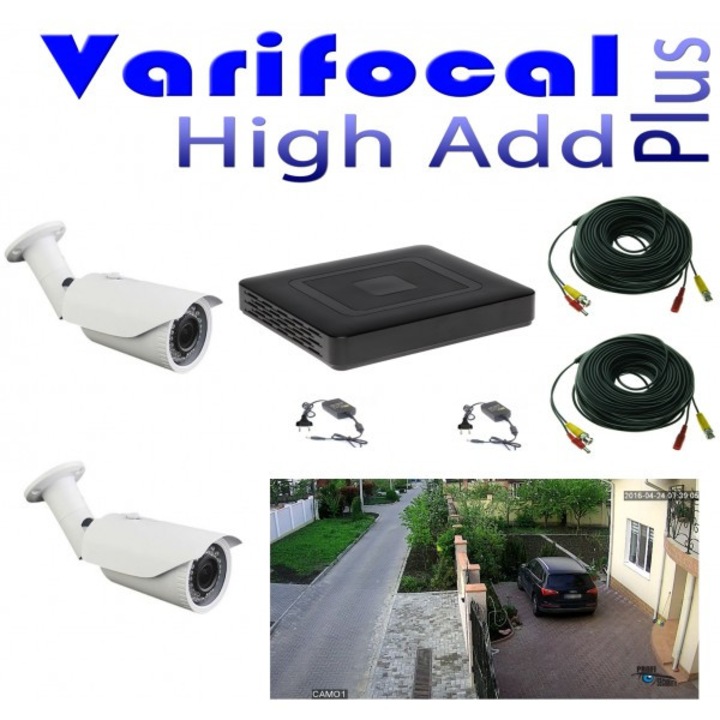 Video Surveillance Kit parkoló, 2 szoba teljes HD 1,3 MP 960P Varifocal, 40m infravörös, lencse 3Mp CCD Sony, DVR 4 csatornás