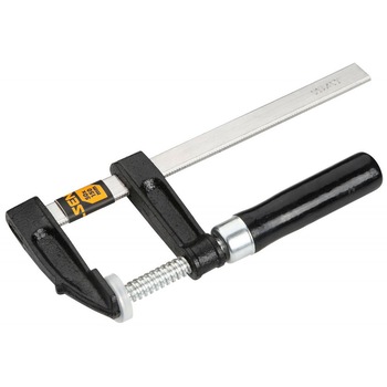 Menghina, clema tamplarie F120/1000 mm TOLSEN cu bara filetata nichelata din fier masiv Menghina, clema tamplarie F120/1000 mm TOLSEN cu bara filetata nichelata din fier masiv