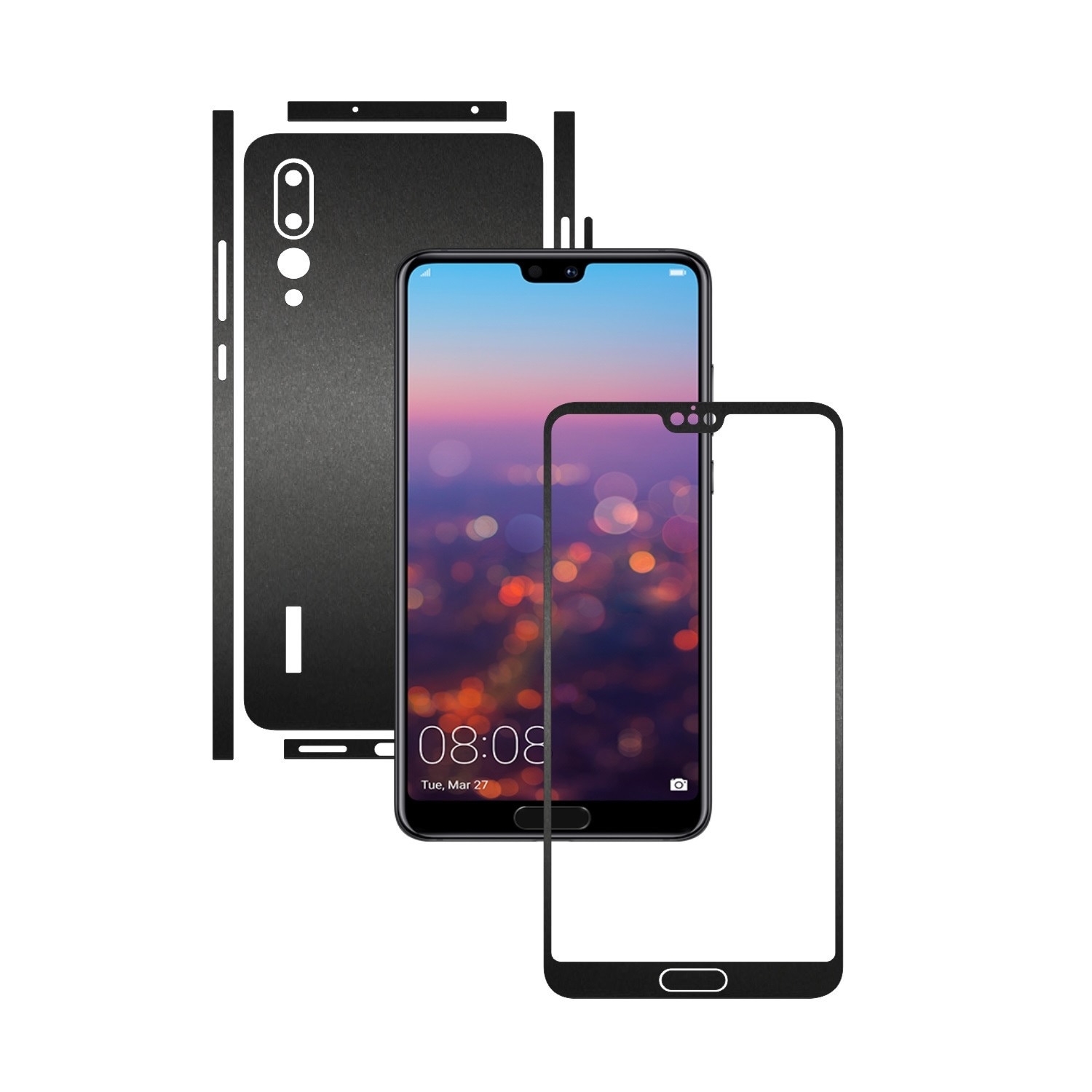 Folie de protectie Carbon Skinz, Husa de tip Skin Adeziv pentru Carcasa, Negru Mat dedicata Huawei P20 Pro
