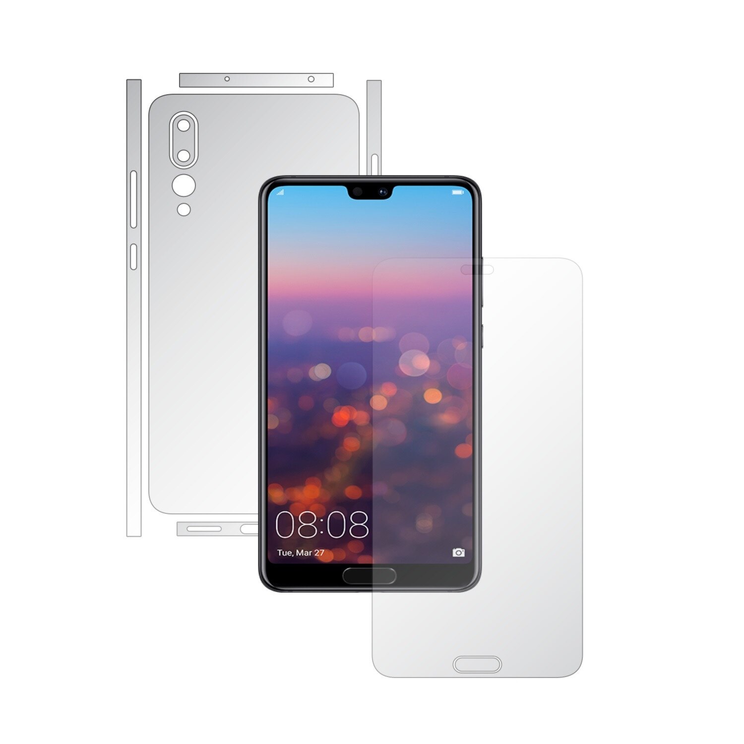 1 + 1 GRATUIT - Huawei P20 Pro - Invisible Skinz HD - Folie Protectie Siliconica Ultra-Clear pentru Ecran,Carcasa Spate si Laterale, Husa Transparenta Full Body Cover Edge to Edge de tip Skin Adeziv