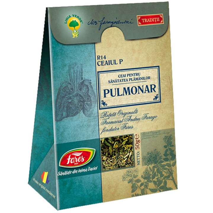 Ceai Pulmonar, 50 g, Fares – sustine sanatatea cailor respiratorii, formula naturala din plante medicinale pentru confort pulmonar