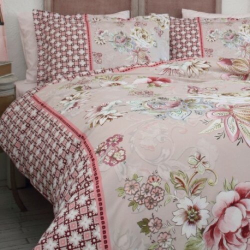 Lenjerie pat bumbac 100%, ranforce, 4 piese, 2 persoane, DORY Bordo