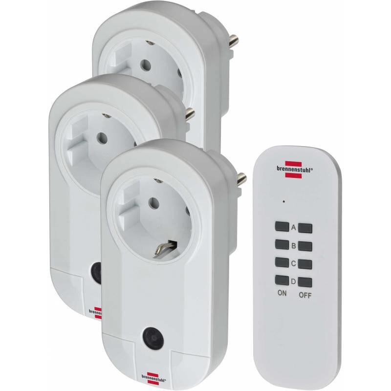 Set 3 prize cu telecomanda 25m, Brennenstuhl, IP20, Protectie copii