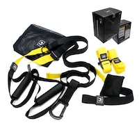 TRX , Sistem tip suspensie, set , TRX P3 , Trainer, Versiunea P3 ultima generatie , Total Resistance eXercise, ideal pentru Fitness, Yoga, Performanta, Recuperare, Exercitii fizice, Antrenament acasa, Outdoor, Pilates, Aerobic , Bamuro , Galben, Yellow