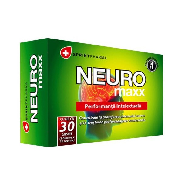 Supliment nutritiv Neuro Maxx, Sprint Pharma, pentru imbunatatirea performantei intelectuale, 30 capsule