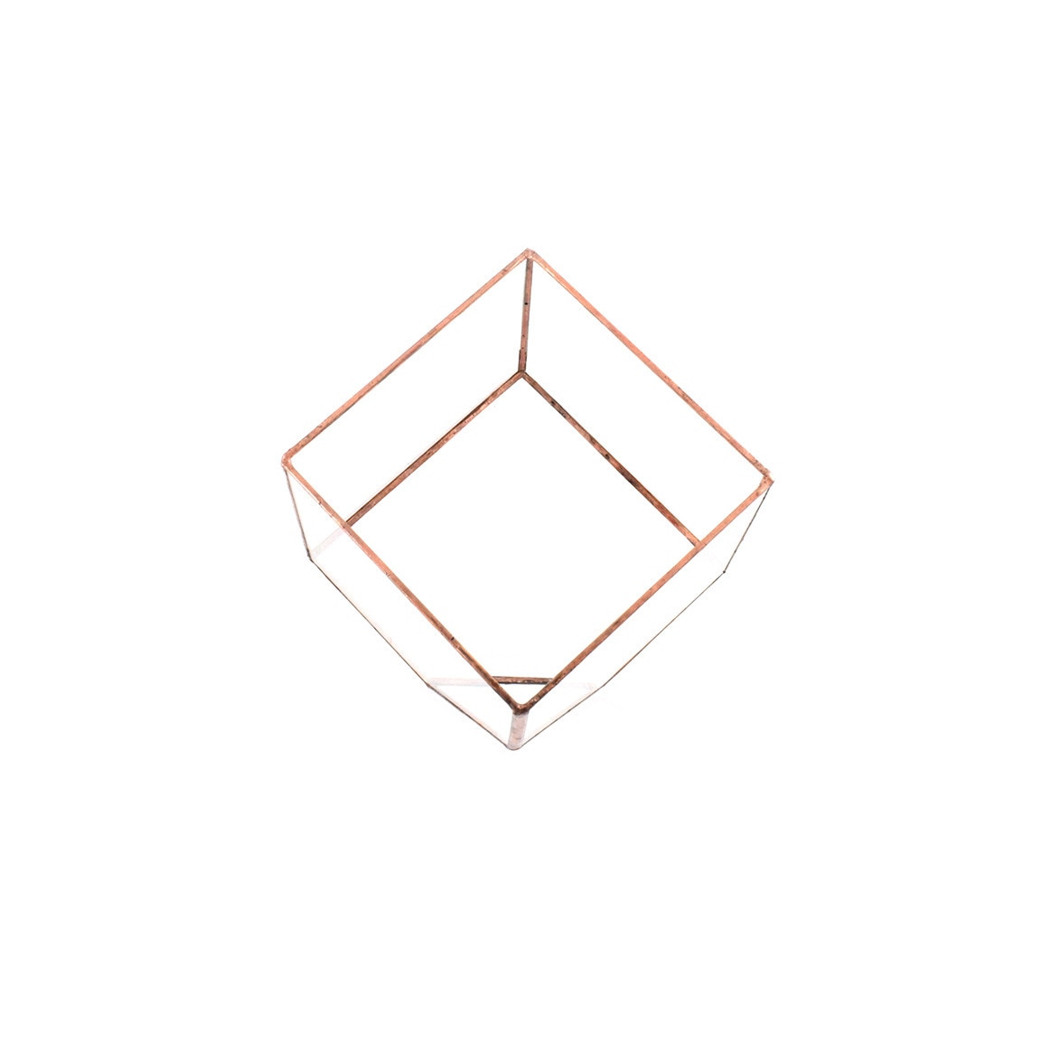 Bol terariu geometric cub, 22x22x22cm, cupru