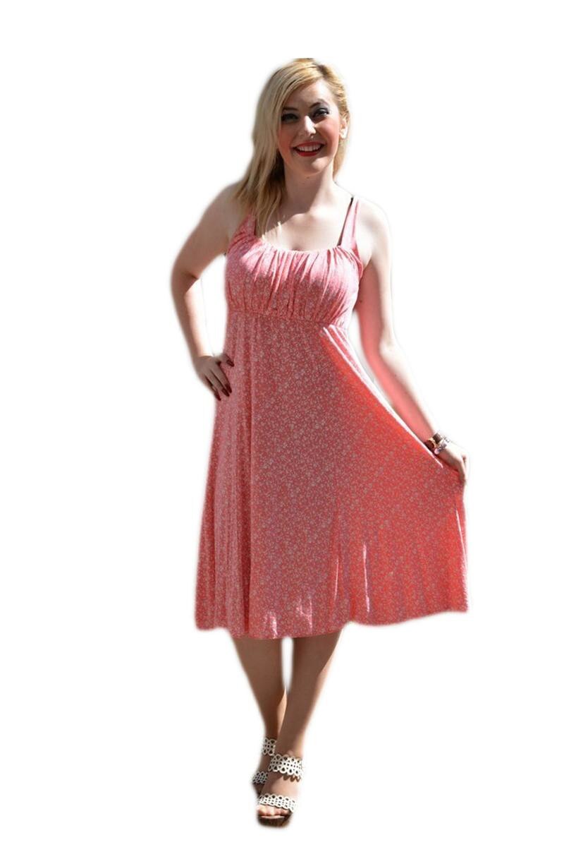 Rochie de plaja cu bretele fixe, D&J Exclusive, Corai