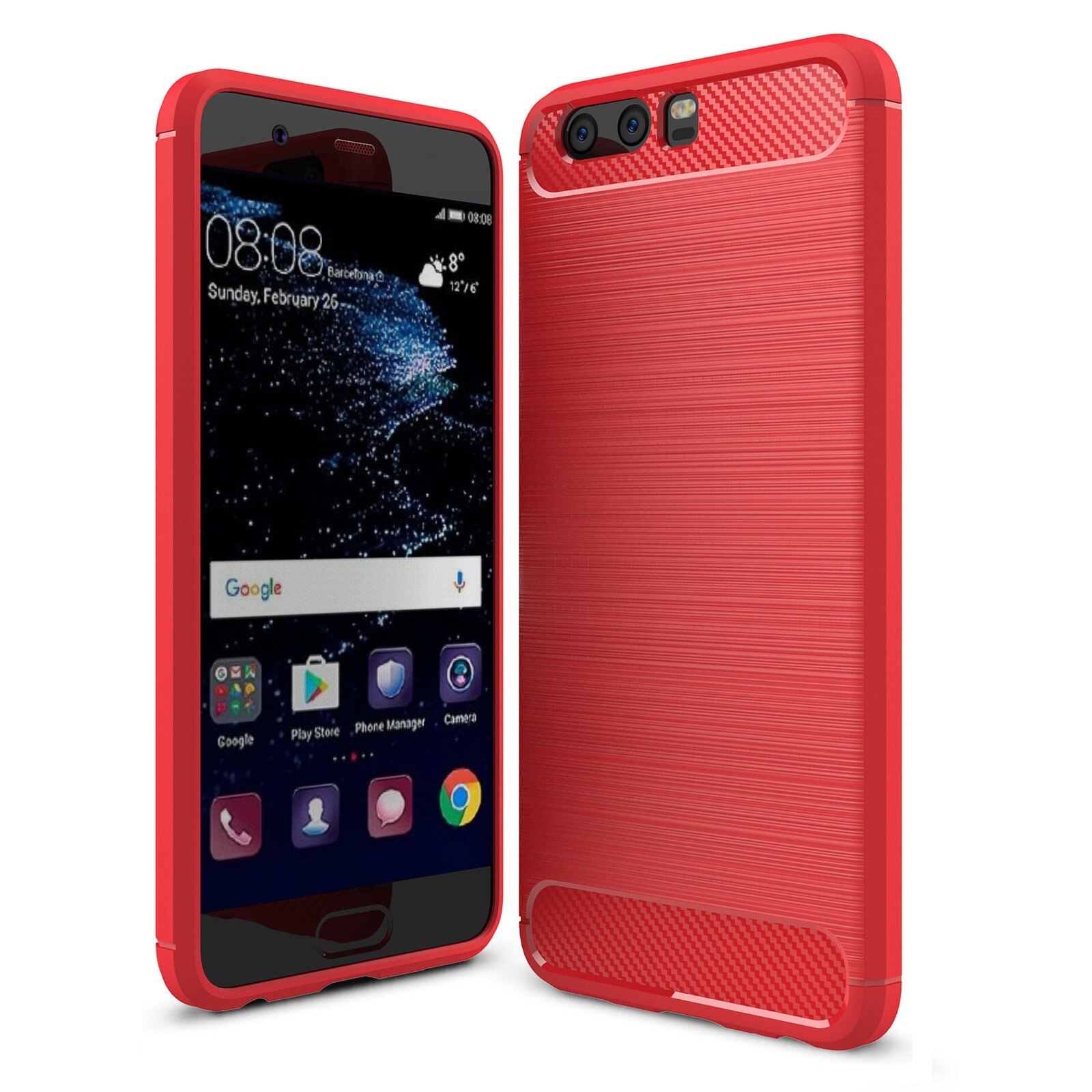 Husa Huawei P10 Carbon Fibre Brushed - rosu