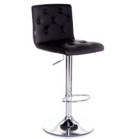 scaun bar qmobili tufted negru piele ecologica pu rotativ baza cromata rotunda suport picioare imagen 1_0_
0