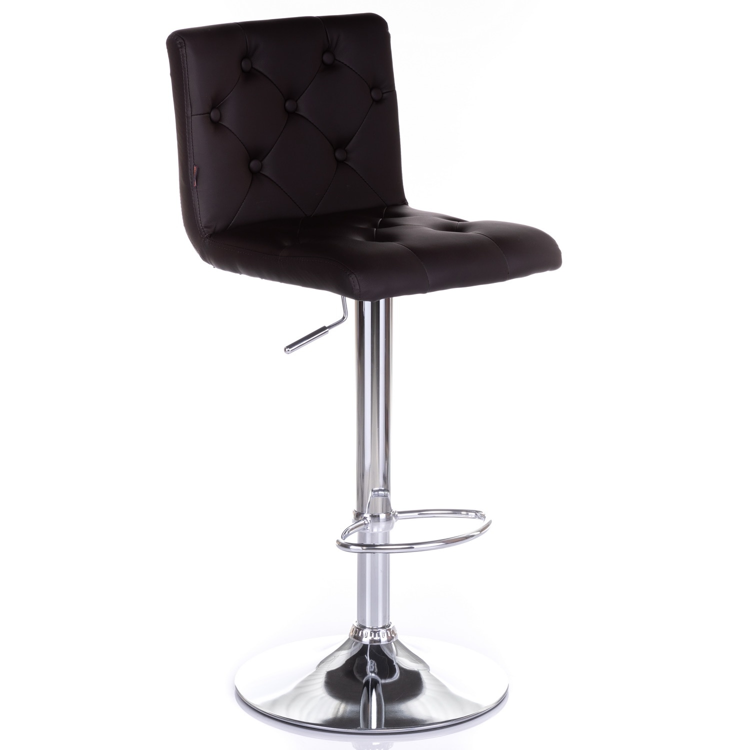 Scaun bar QMOBILI Tufted Maro, piele ecologica PU, rotativ, baza cromata rotunda, suport picioare