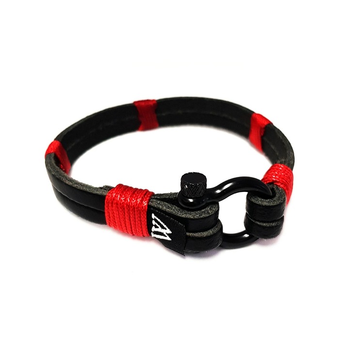 Bratara Wild Bracelets din piele naturala, lucrata 100% manual cu brida din inox vopsita electrostatic, Royal, 15 cm