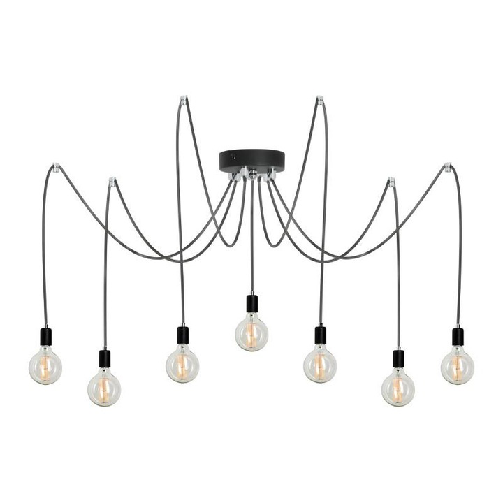 Pendul Rango, Lampex, E27, 7 x 60 W, Negru
