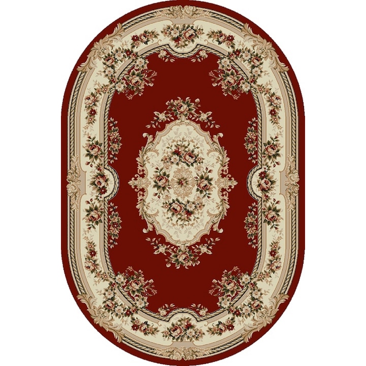 Klasszikus szőnyeg, Lotos 575, 80x150 cm, Grena Red, Ovális