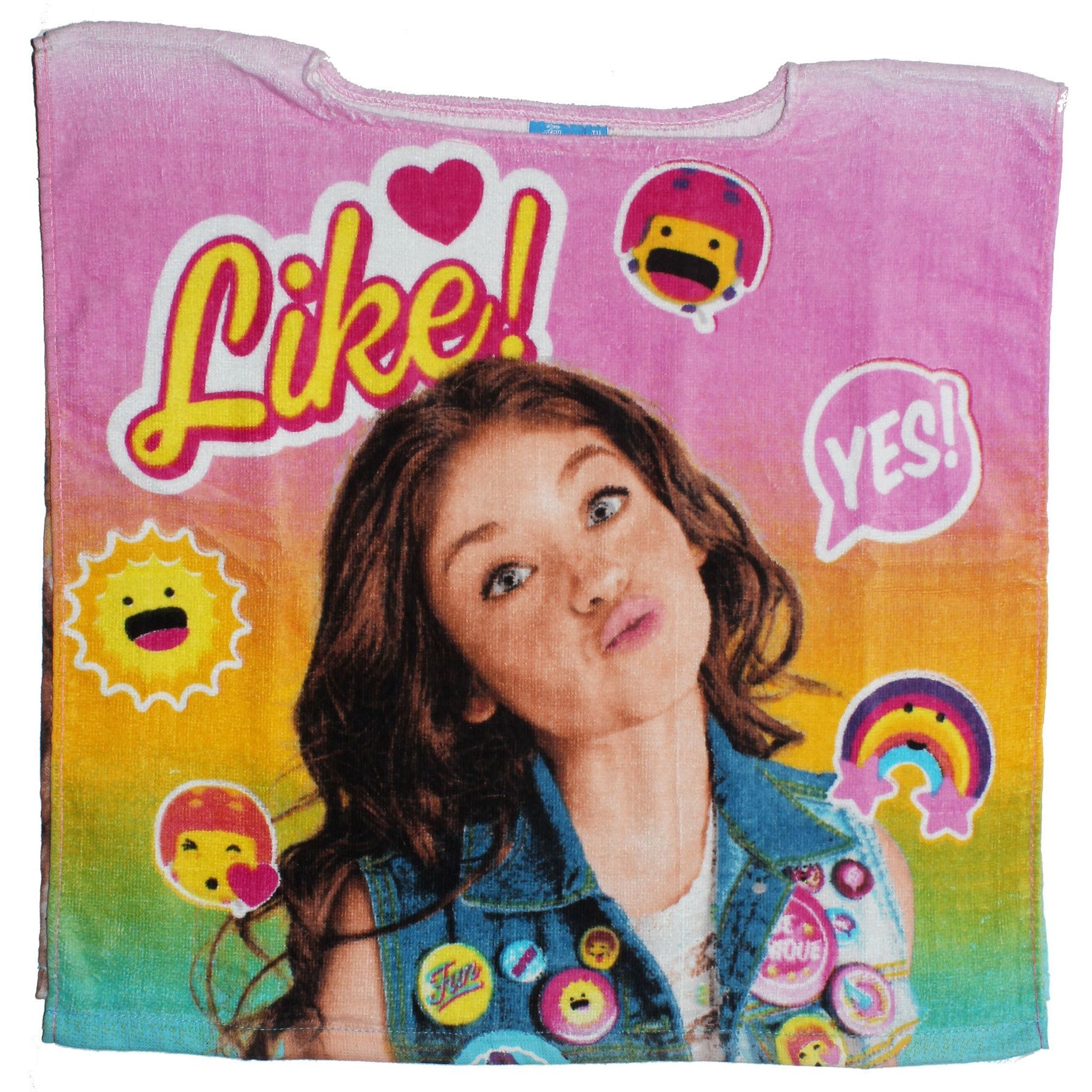 Poncho de plaja fara gluga Disney Soy Luna, lila-galben, 50x100 cm (4-5 ani)