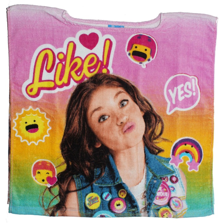 Poncho de plaja fara gluga Disney Soy Luna, lila-galben, 50x100 cm (4-5 ani)