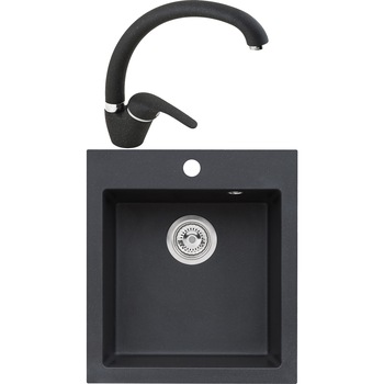 Pachet chiuveta algranit Alveus Boogie 20, 450x500mm + Baterie Diana, Negru Pachet chiuveta algranit Alveus Boogie 20, 450x500mm + Baterie Diana, Negru