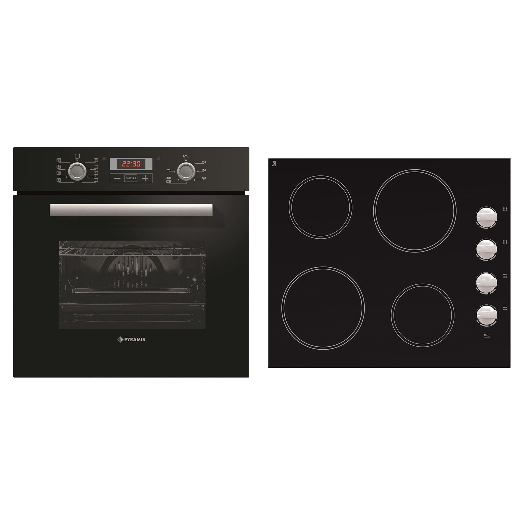 Pachet Pyramis 3021SP, cuptor electric 6 functii si plita vitroceramica 4 zone de gatit