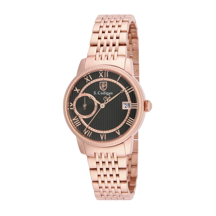 Ceas dama S. COIFMAN Heritage SC0339, quartz, otel inoxidabil, auriu rose, 50 m