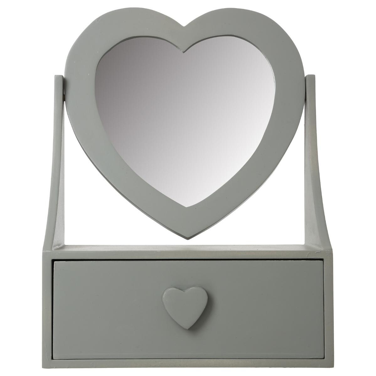 Cutie bijuterii cu oglinda Atmosphera, lemn, gri