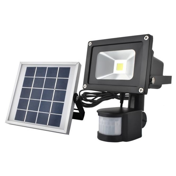Водоустойчив led проектор със соларен заряд, вграден сензор за движение