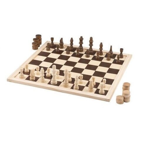Joc educativ Sah si table Lifetime Games din lemn 73 piese