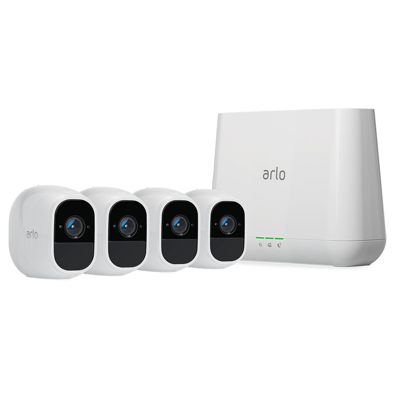 Kit supraveghere video Wireless Netgear Arlo Pro 2 Wi-Fi VMS4430P cu unitate centrala si patru camere HD de interior si exterior
