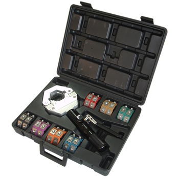 Presa sertizat furtun clima, manuala cu actionare hidraulica, ANCHOR, cu 7 seturi de bacuri pentru furtun Standard si Barrier Presa sertizat furtun clima, manuala cu actionare hidraulica, ANCHOR, cu 7 seturi de bacuri pentru furtun Standard si Barrier