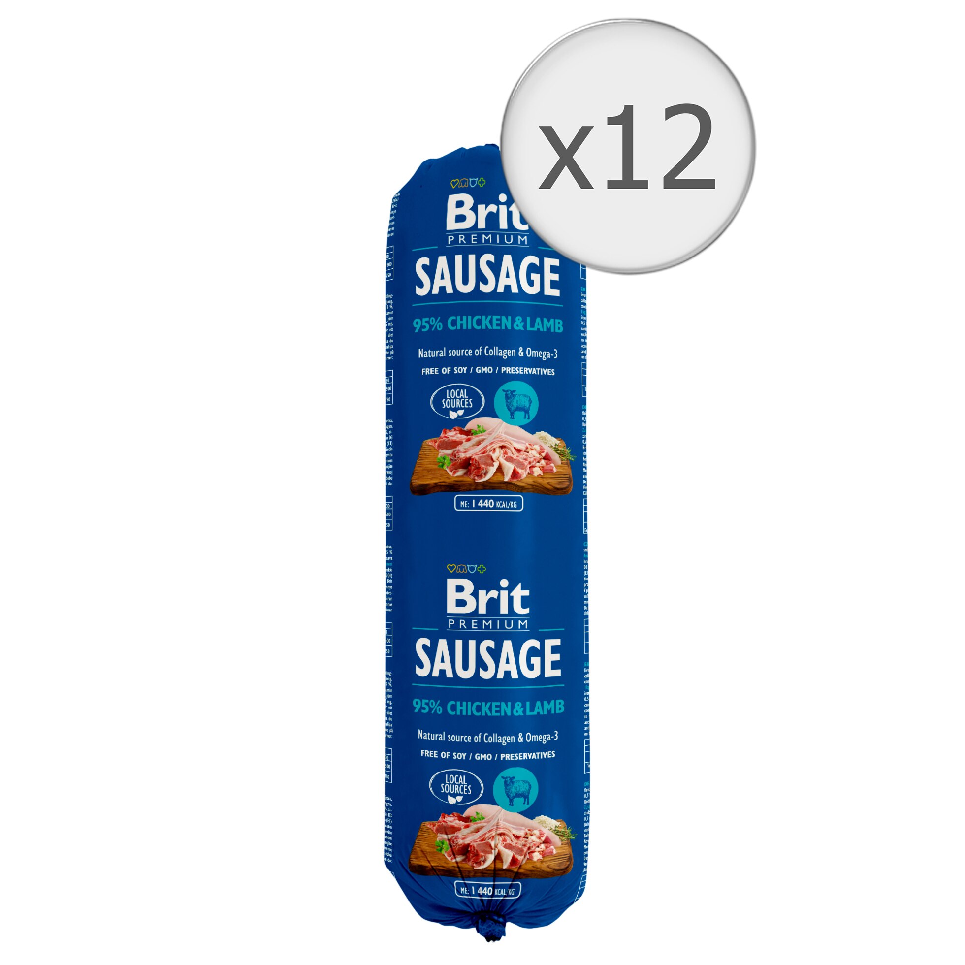 Hrana pentru caini Brit, Salam, Pui si Miel, 12x800g