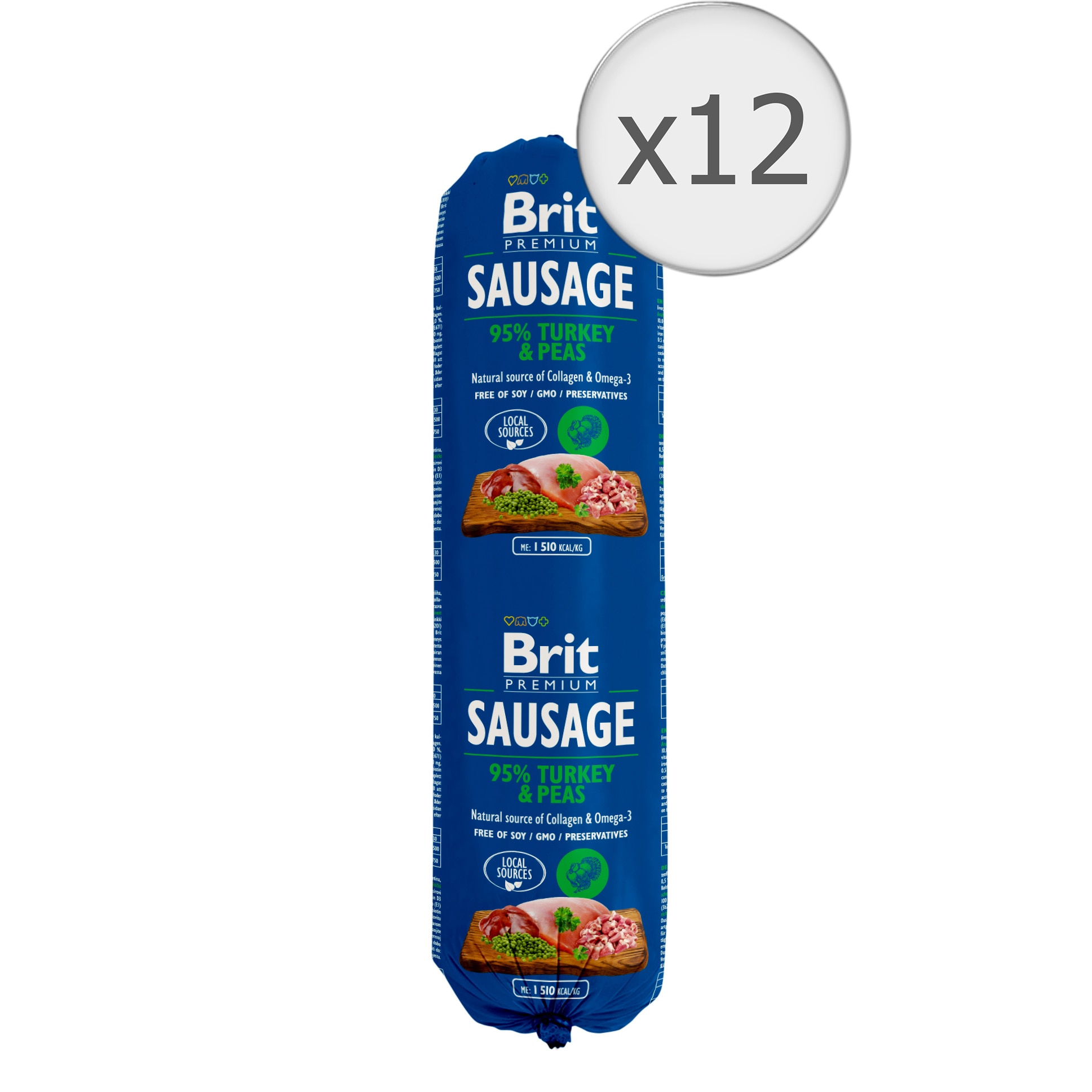 Hrana umeda pentru caini Brit, Salam, Curcan si Mazare, 12x800g