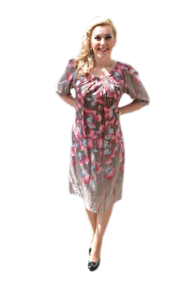 Rochie de vara, croi usor cambrat pe corp, D&J Exclusive, Roz