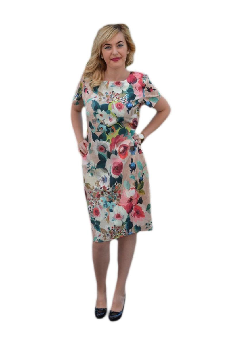 Rochie de vara cu decolteu rotund, D&J Exclusive, Multicolor