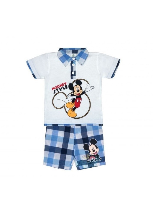 Compleu de vara cu tricou si bermude Mickey Mouse, Alb