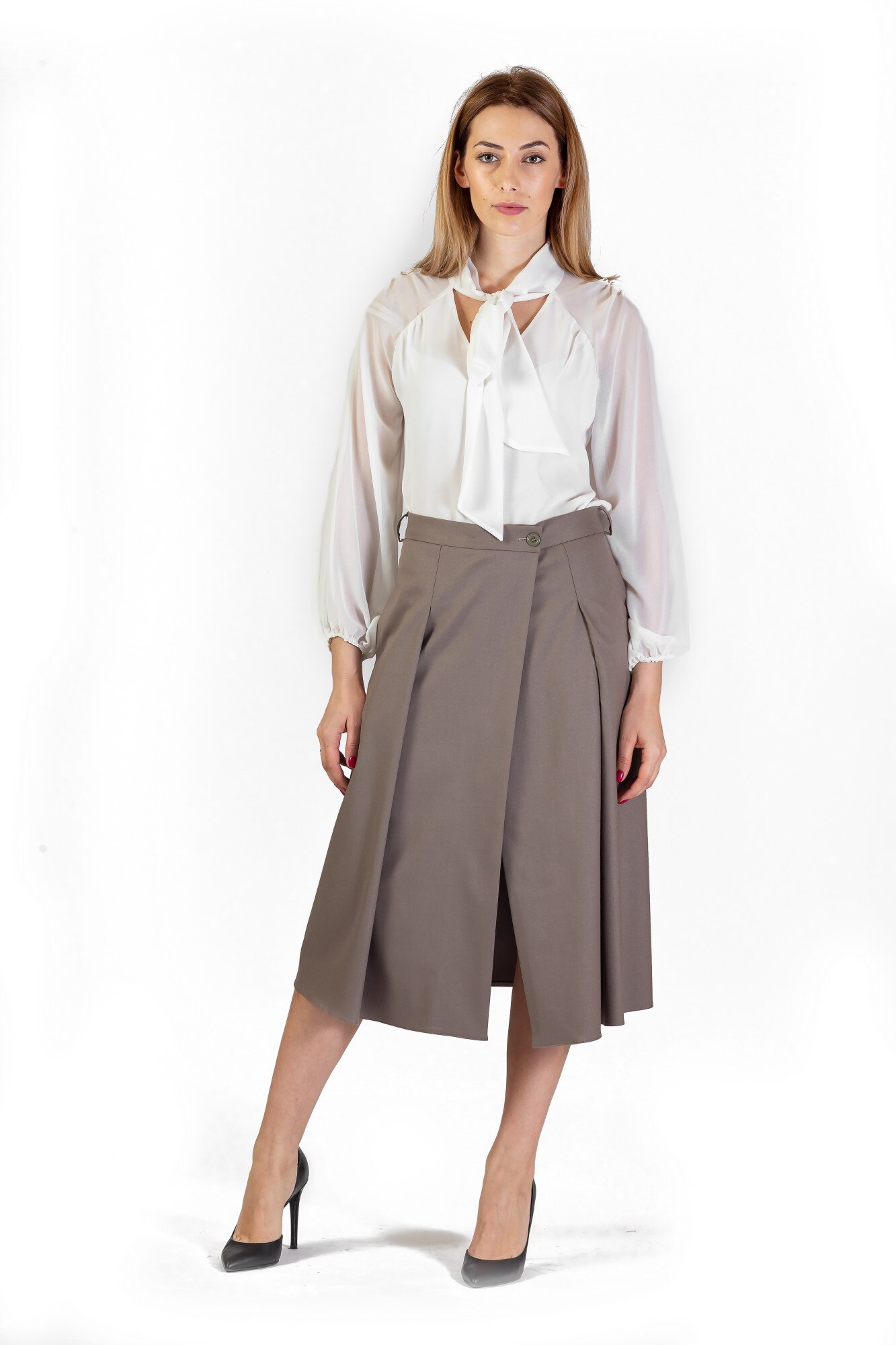 Bluza voal cu funda, Maniere, bej, 36 EU