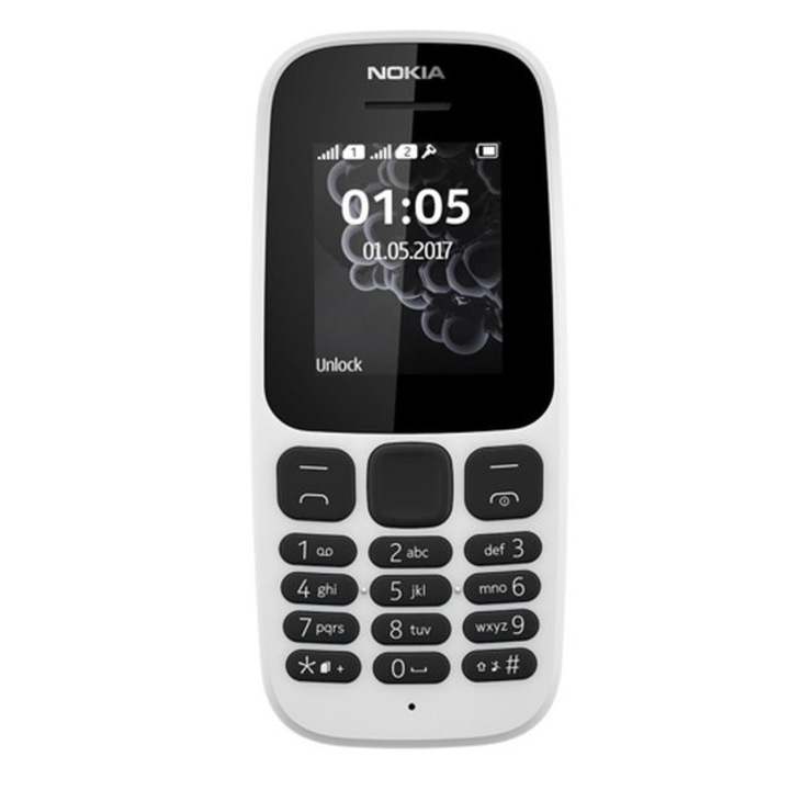 Telefon mobil, Nokia, 105 (2017) Dual SIM, Alb